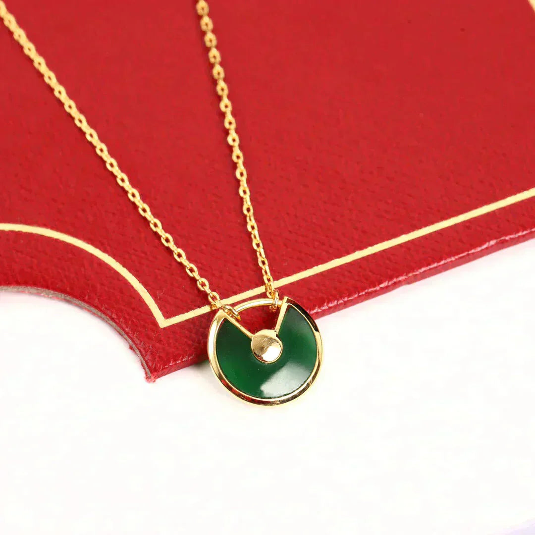 [Perla Lux]AMULETTE GOLD MALACHITE NECKLACE