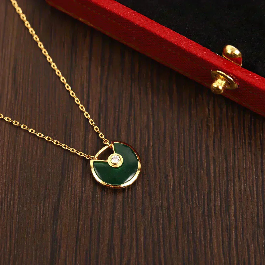 [Perla Lux]AMULETTE GOLD MALACHITE NECKLACE