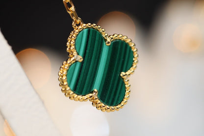 [Perla Lux]CLOVER EARRINGS GOLD MALACHITE DIAMOND 3 MOTIF