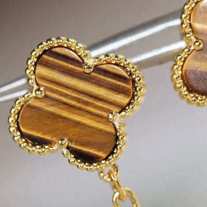 [Perla Lux]CLOVER  2 MOTIF  TIGER EYE CARNELIAN EARRINGS