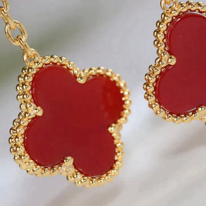 [Perla Lux]CLOVER  2 MOTIF  TIGER EYE CARNELIAN EARRINGS