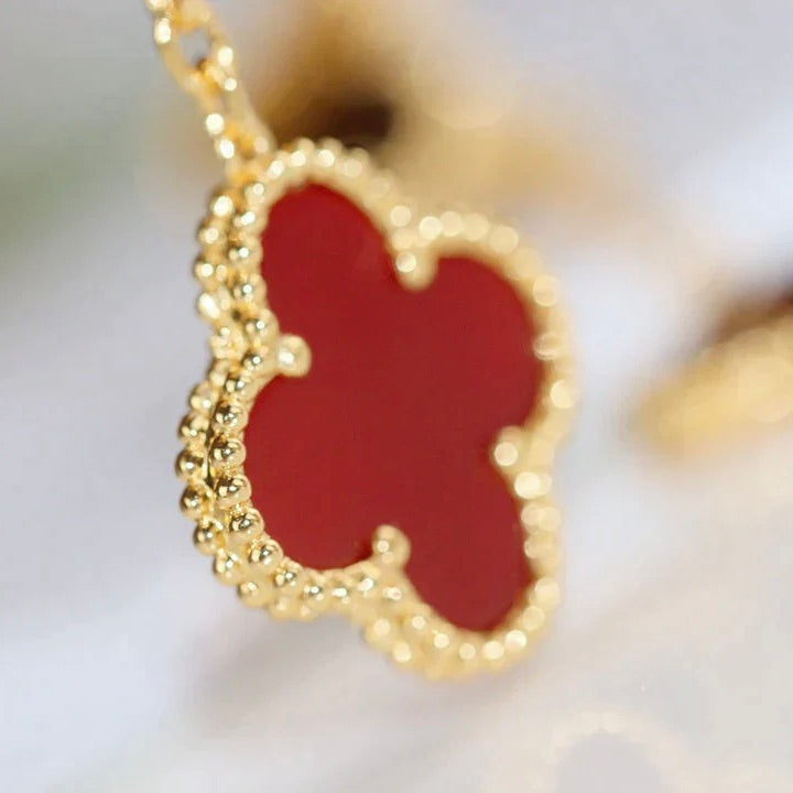 [Perla Lux]CLOVER  2 MOTIF  TIGER EYE CARNELIAN EARRINGS