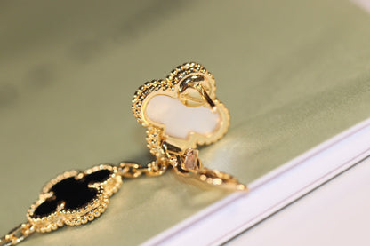 [Perla Lux]CLOVER EARRINGS GOLD ONYX MOP 3 MOTIF