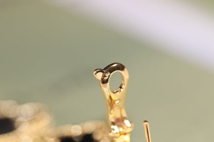 [Perla Lux]CLOVER EARRINGS GOLD ONYX MOP 3 MOTIF