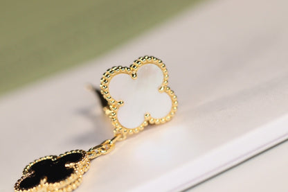[Perla Lux]CLOVER EARRINGS GOLD ONYX MOP 3 MOTIF
