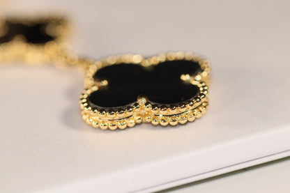 [Perla Lux]CLOVER EARRINGS GOLD ONYX MOP 3 MOTIF