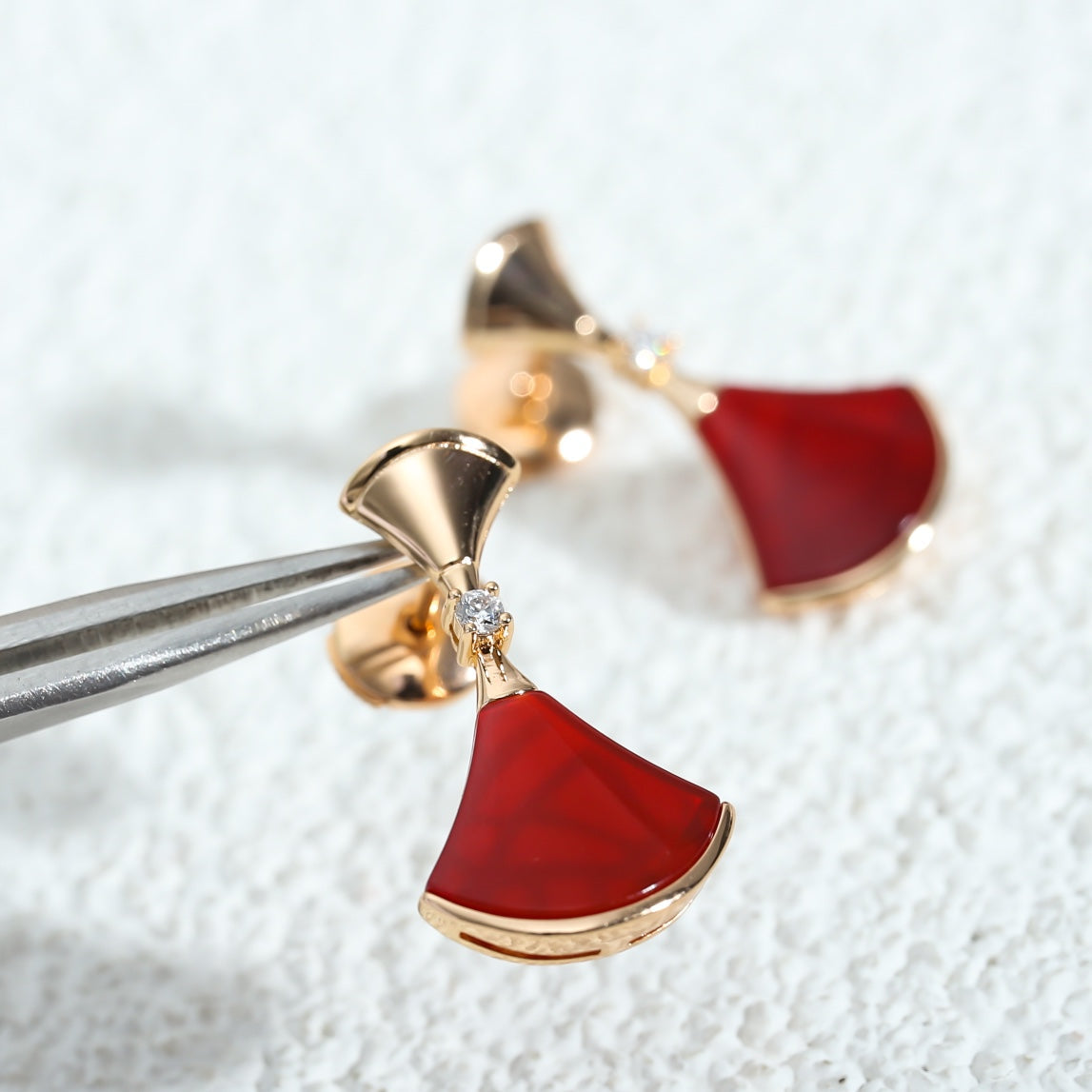 [Perla Lux]DREAM Carnelian PINK GOLD EARRINGS