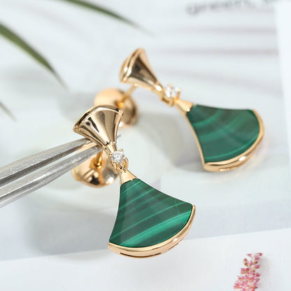 [Perla Lux]DREAM MALACHITE PINK GOLD EARRINGS