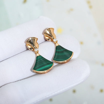 [Perla Lux]DREAM MALACHITE PINK GOLD EARRINGS