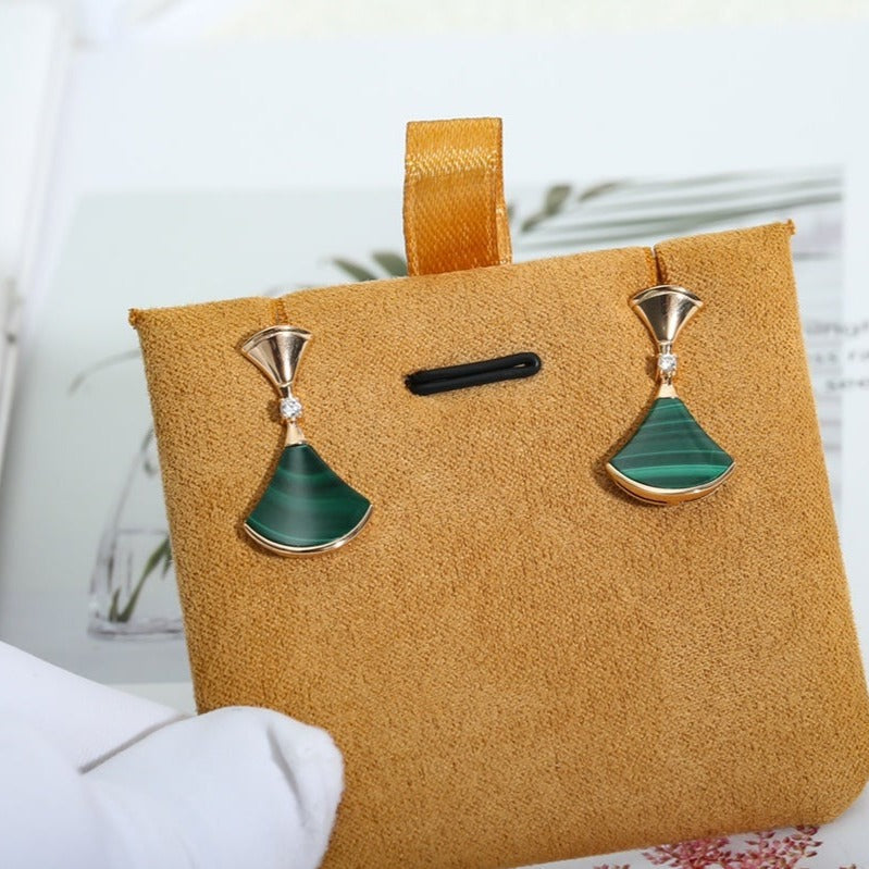 [Perla Lux]DREAM MALACHITE PINK GOLD EARRINGS