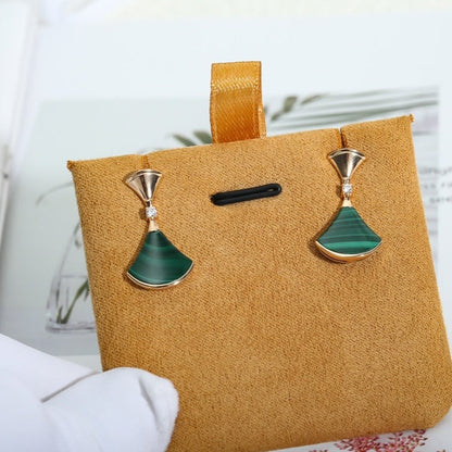 [Perla Lux]DREAM MALACHITE PINK GOLD EARRINGS