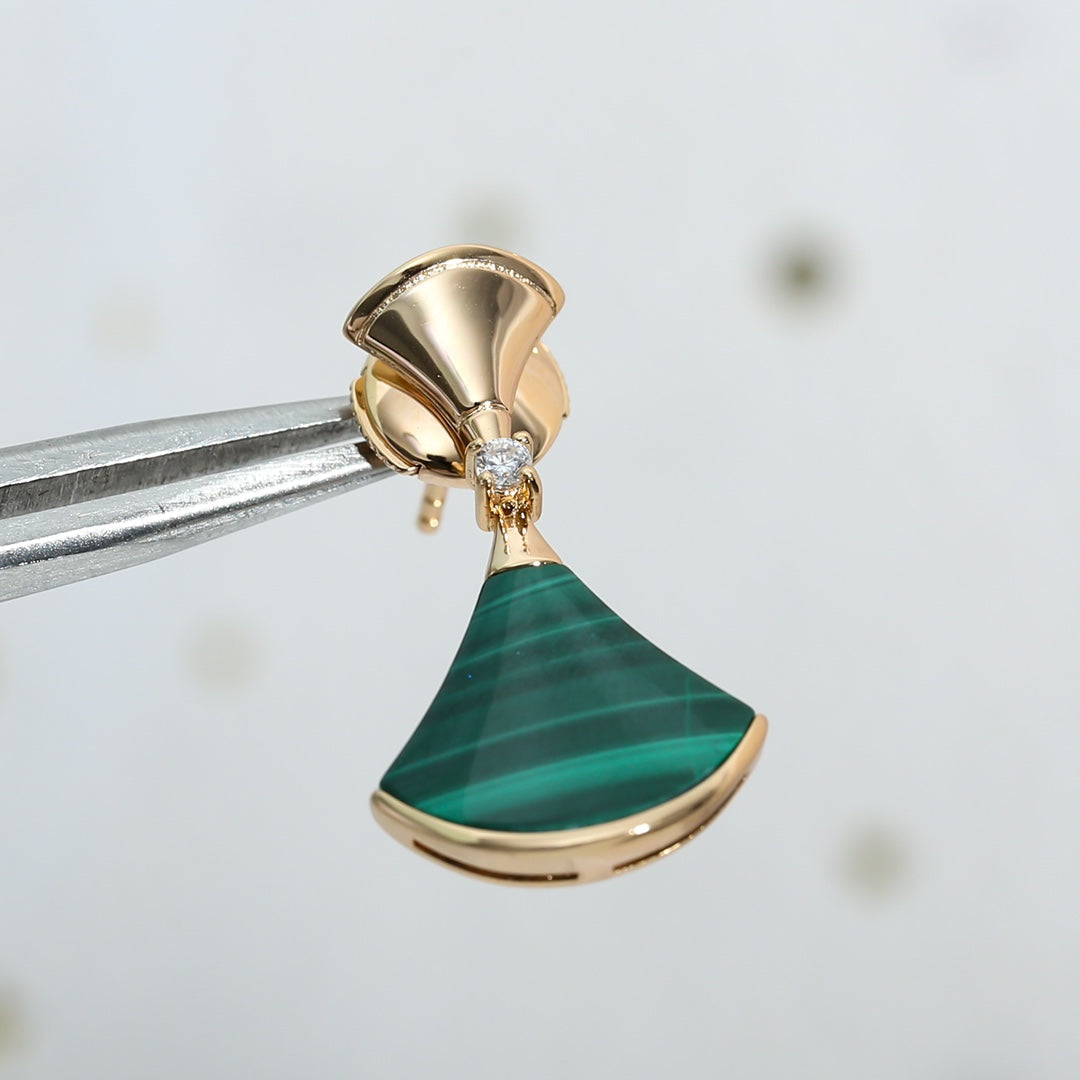 [Perla Lux]DREAM MALACHITE PINK GOLD EARRINGS