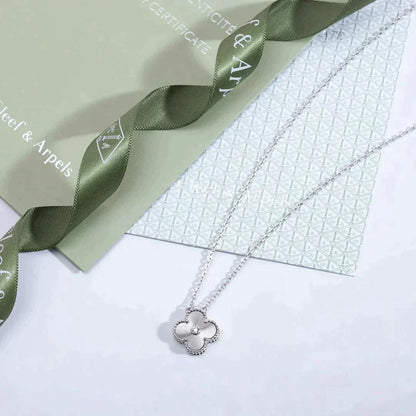 [Perla Lux]CLOVER  15MM DIAMOND LASER NECKLACE SILVER