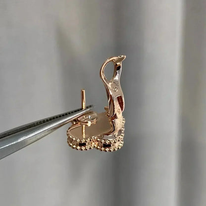 [Perla Lux]CLOVER MEDIUM 1 MOTIFS  PINK MOP DIAMOND EARRINGS