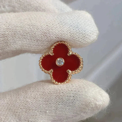 [Perla Lux]CLOVER MEDIUM 1 MOTIFS CARNELIAN  DIAMOND earrings