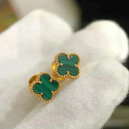 [Perla Lux]CLOVER MINI 9.5MM MALACHITE  EARRINGS