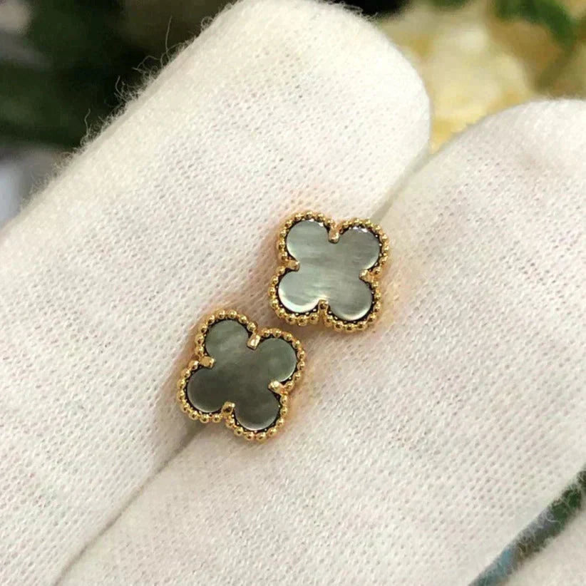 [Perla Lux]CLOVER MINI 9.5MM GRAY MOP EARRINGS