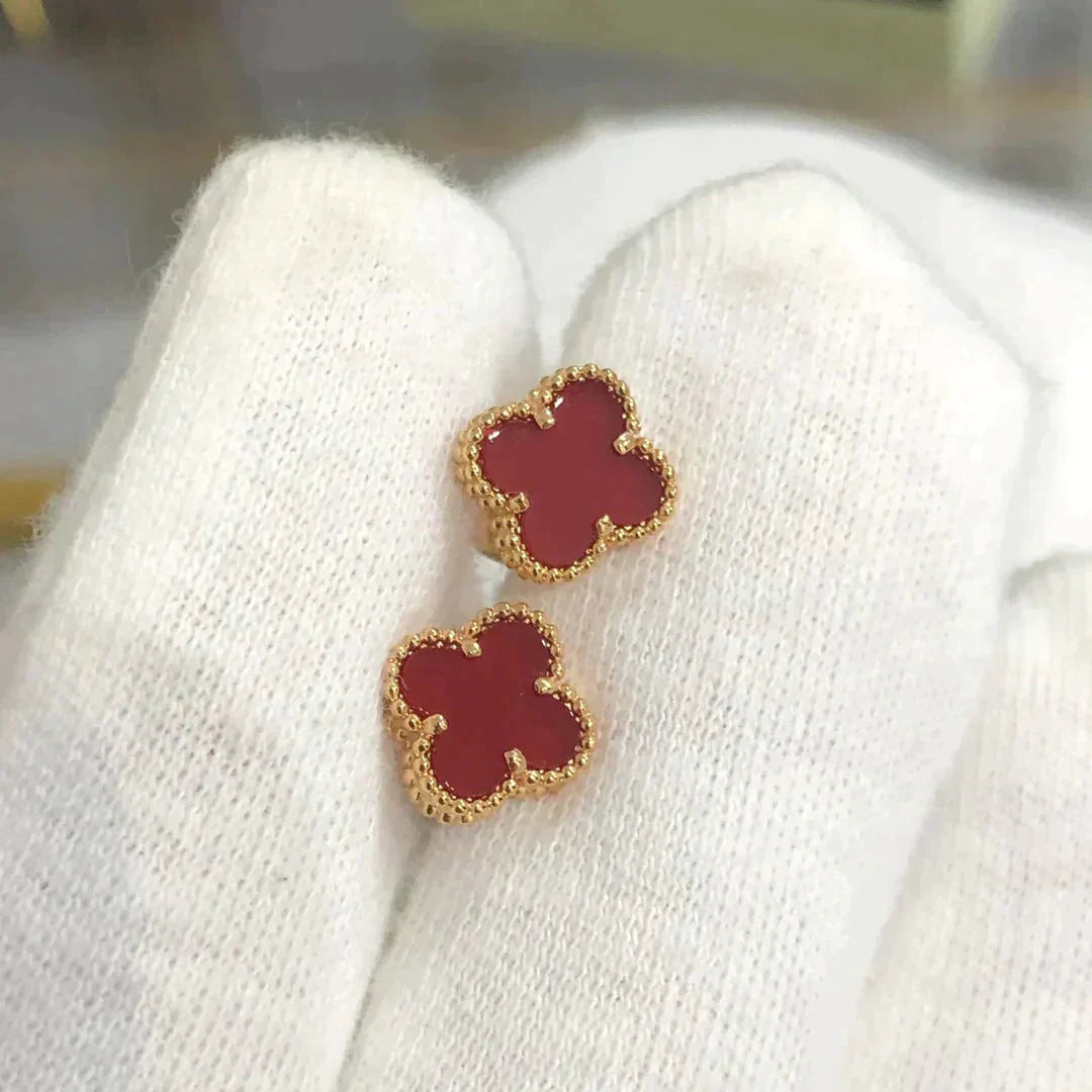 [Perla Lux]CLOVER MINI 9.5MM CARNELIAN EARRINGS