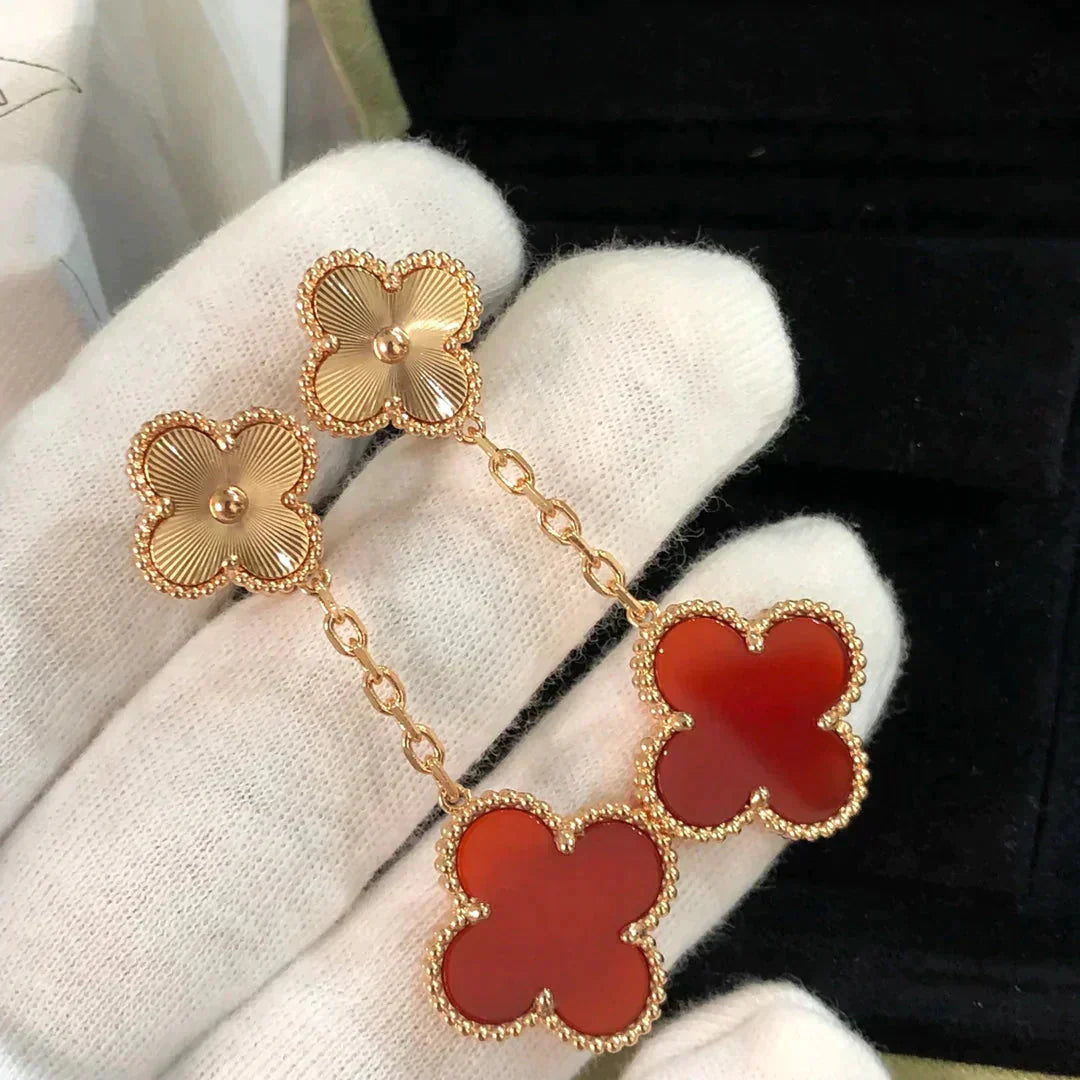 [Perla Lux]CLOVER 2 MOTIF  LASER CARNELIAN EARRINGS