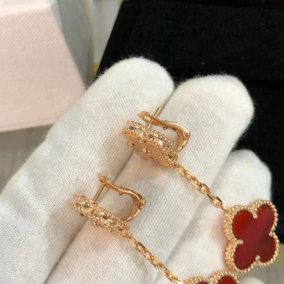 [Perla Lux]CLOVER 2 MOTIF  LASER CARNELIAN EARRINGS