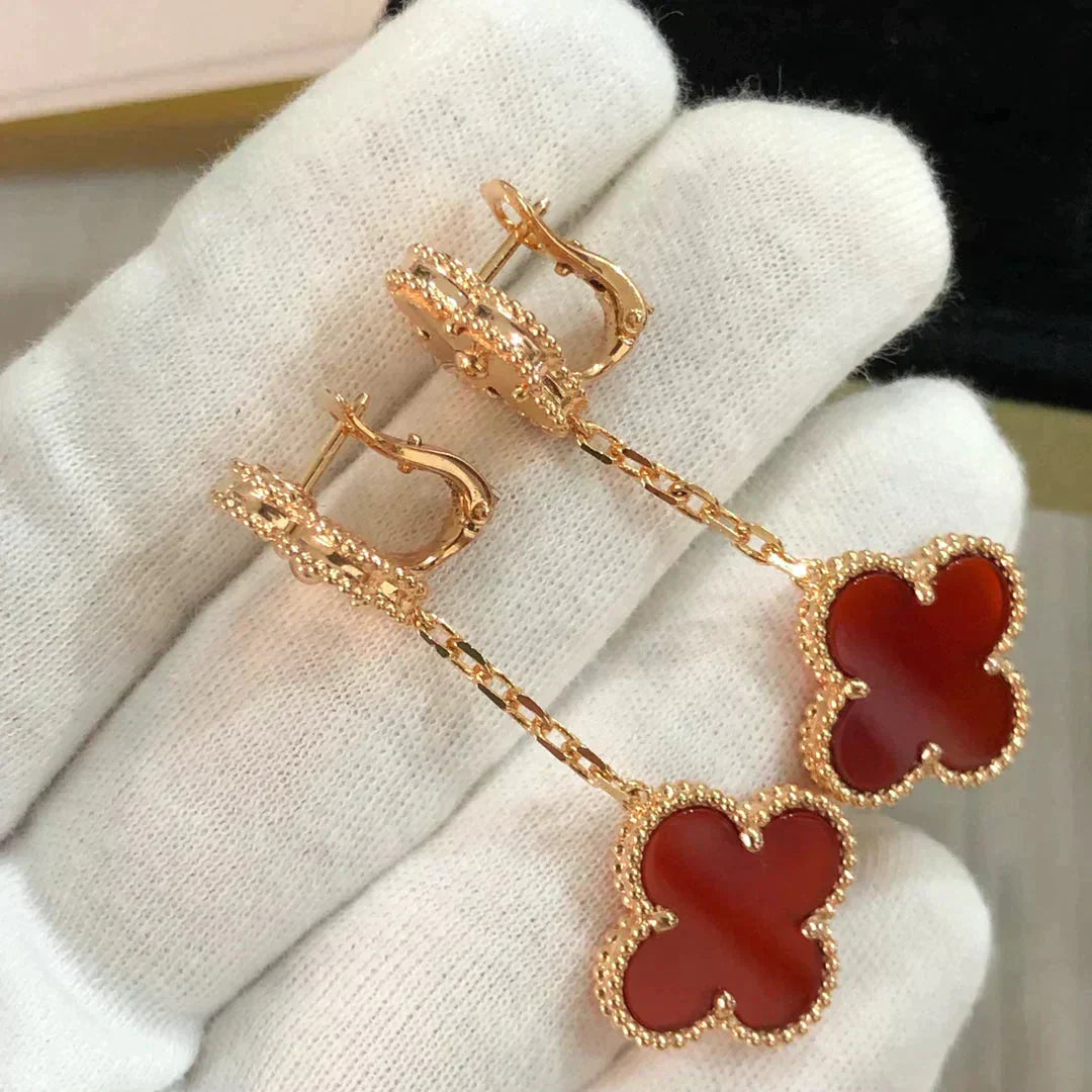 [Perla Lux]CLOVER 2 MOTIF  LASER CARNELIAN EARRINGS