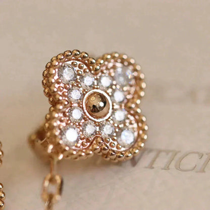 [Perla Lux]CLOVER MEDIUM 1 MOTIFS FUll DIAMOND EARRINGS