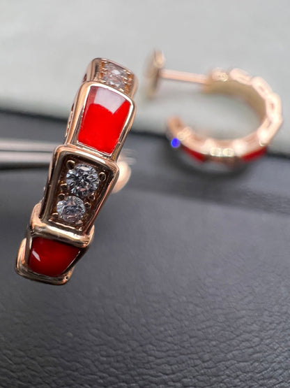 [Perla Lux]SERPENTI CARNELIAN PINK GOLD EARRINGS