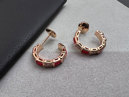 [Perla Lux]SERPENTI CARNELIAN PINK GOLD EARRINGS