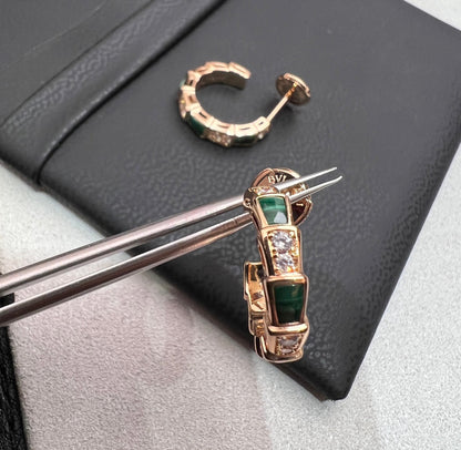 [Perla Lux]SERPENTI MALACHITE PINK GOLD EARRINGS