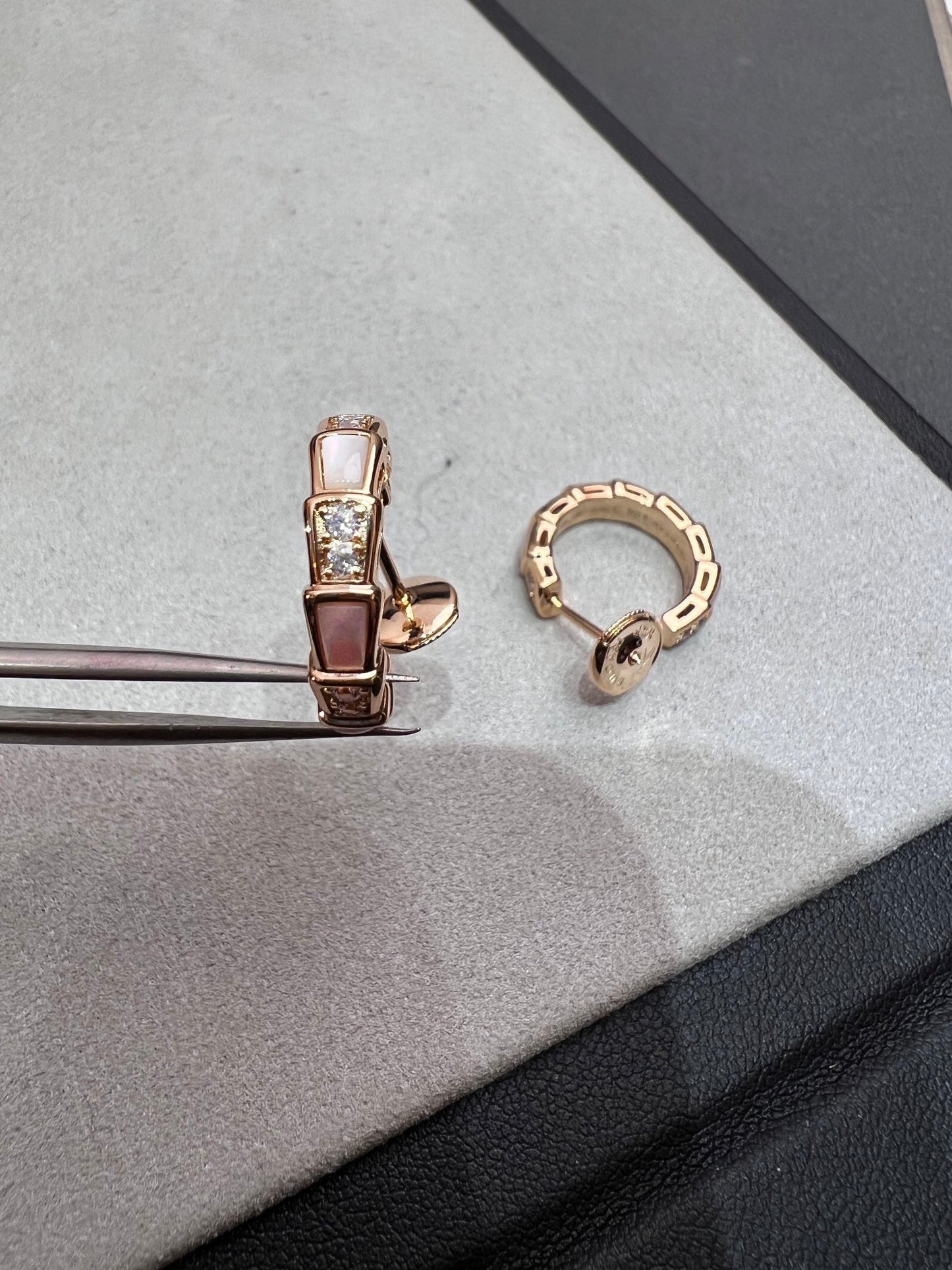 [Perla Lux]SERPENTI MOP PINK GOLD EARRINGS