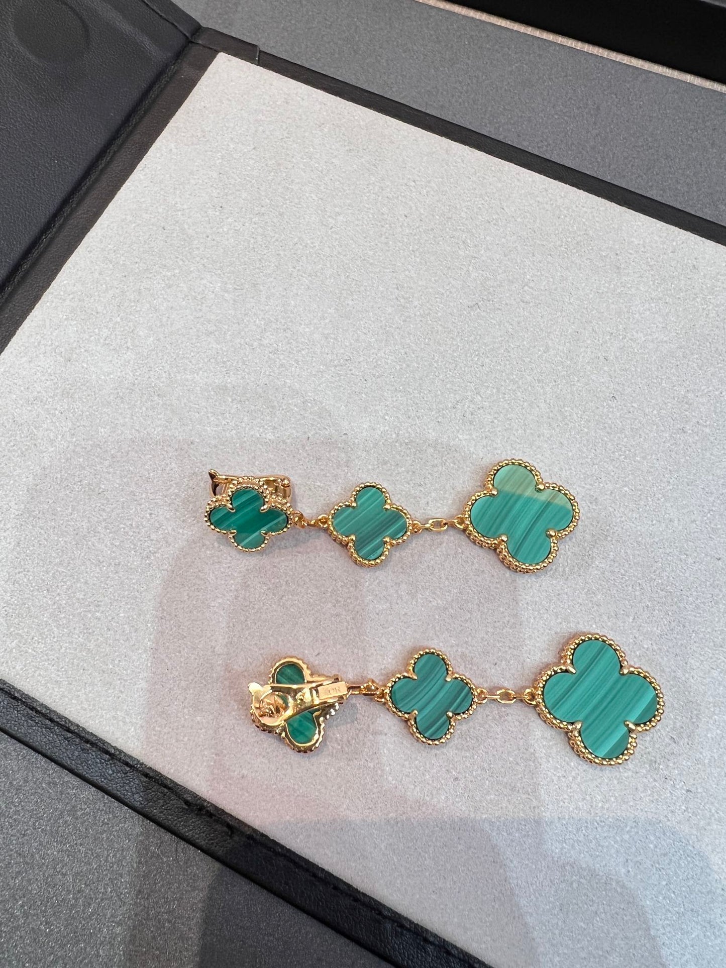 [Perla Lux]CLOVER MALACHITE 3 MOTIFS GOLD