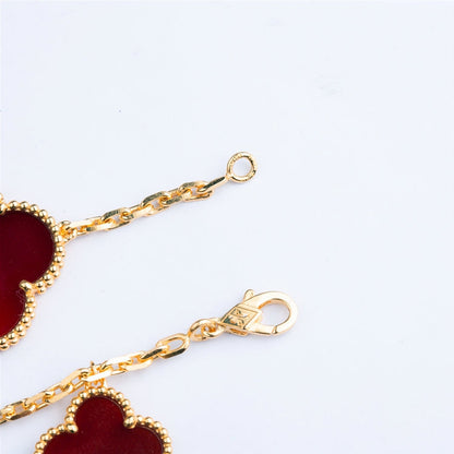 [Perla Lux]CLOVER BRACELET 5 MOTIFS CARNELIAN TIGER EYE