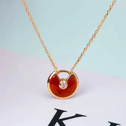 [Perla Lux]AMULETTE GOLD CARNELIAN ONYX NECKLACE