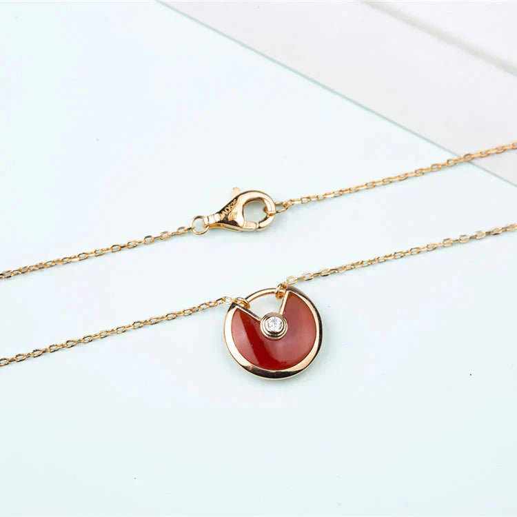 [Perla Lux]AMULETTE GOLD CARNELIAN ONYX NECKLACE
