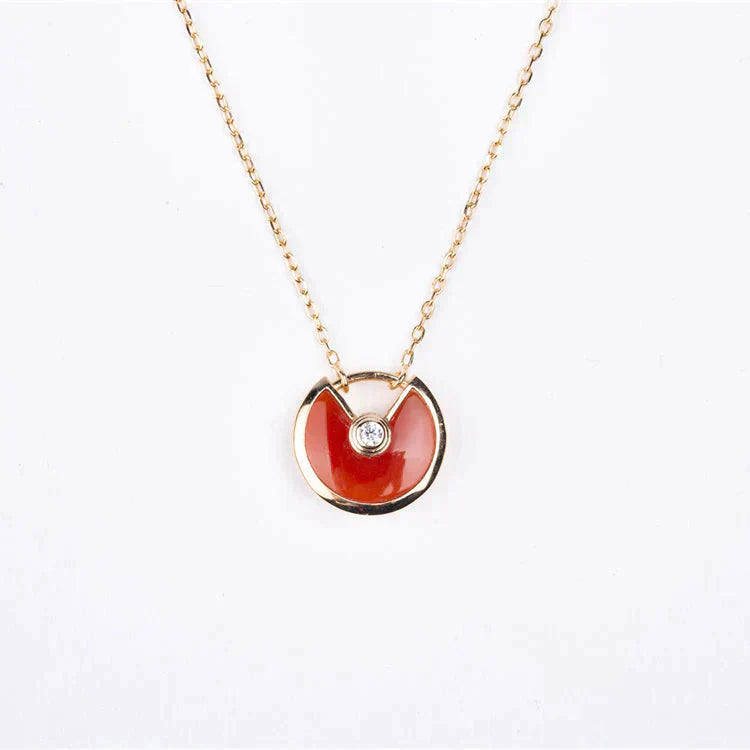 [Perla Lux]AMULETTE GOLD CARNELIAN ONYX NECKLACE