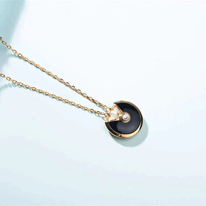 [Perla Lux]AMULETTE GOLD CARNELIAN ONYX NECKLACE