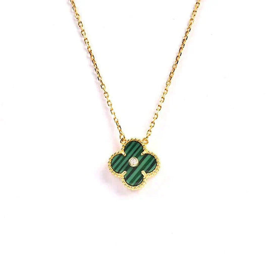 [Perla Lux]CLOVER 15MM DIAMOND TURQUOISE NECKLACE