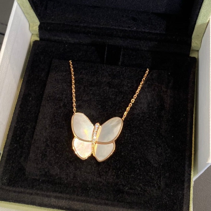 [Perla Lux]BUTTERFLY GOLD MOP DIAMOND NECKLACE