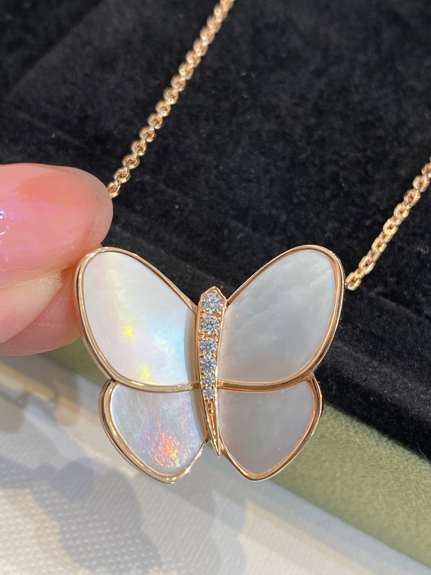 [Perla Lux]BUTTERFLY GOLD MOP DIAMOND NECKLACE