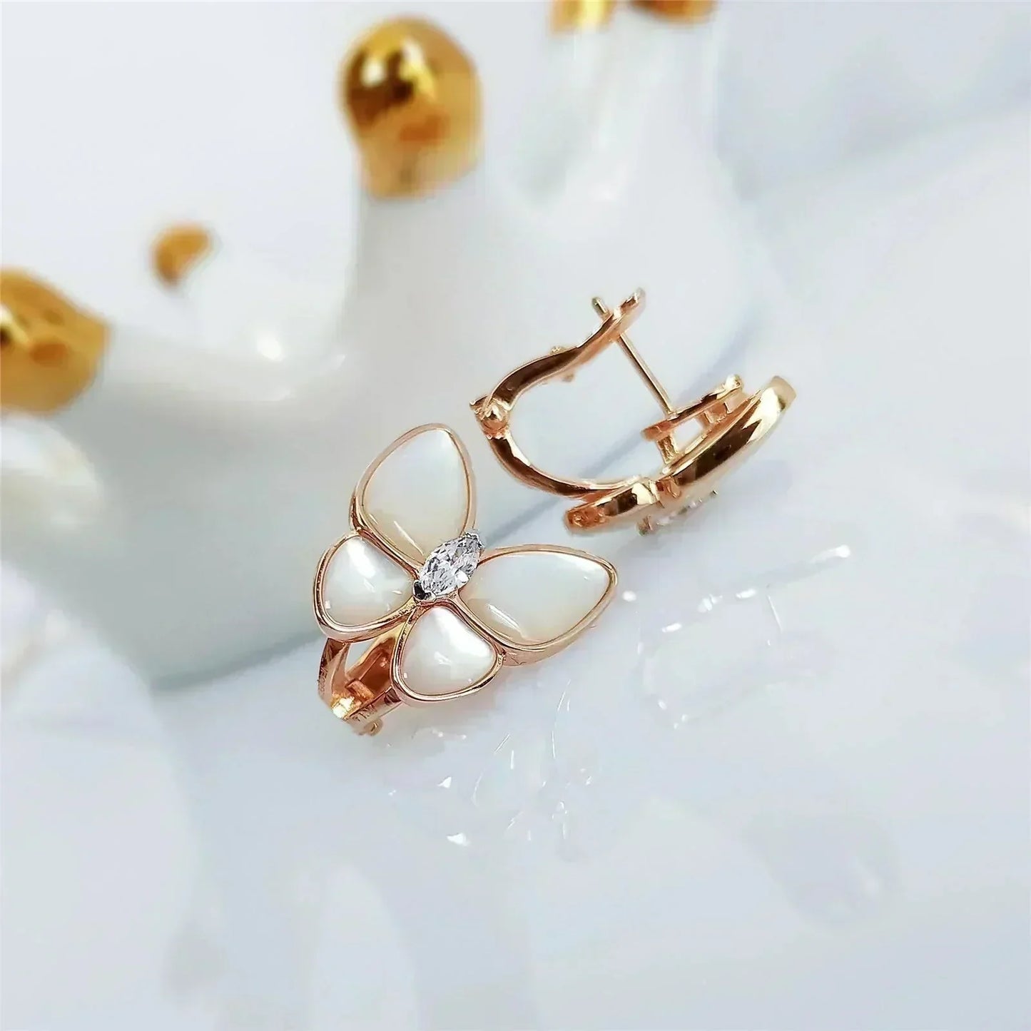 [Perla Lux]BUTTERFLY MOP DIAMOND EARRINGS