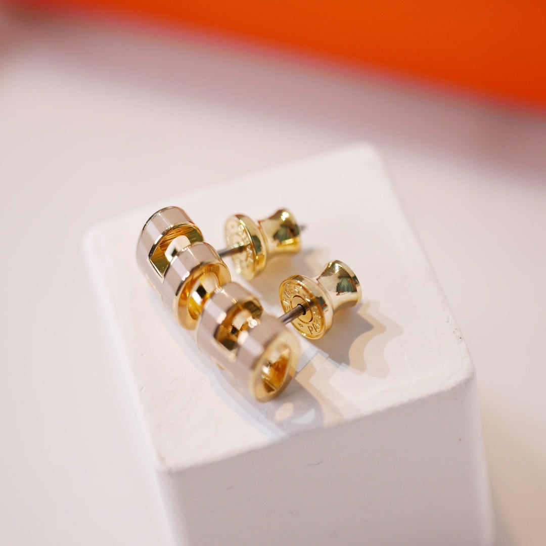 [Perla Lux]MINI POP H GOLD EARRINGS GREY