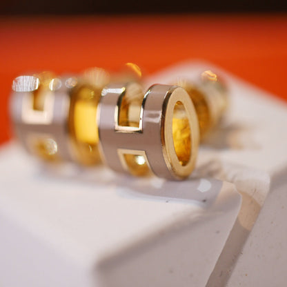 [Perla Lux]MINI POP H GOLD EARRINGS GREY