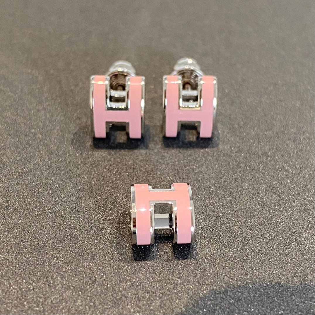 [Perla Lux]MINI POP H SILVER EARRINGS PINK