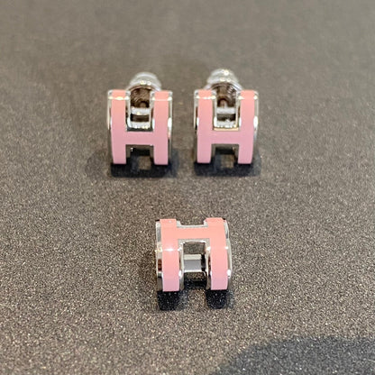 [Perla Lux]MINI POP H SILVER EARRINGS PINK