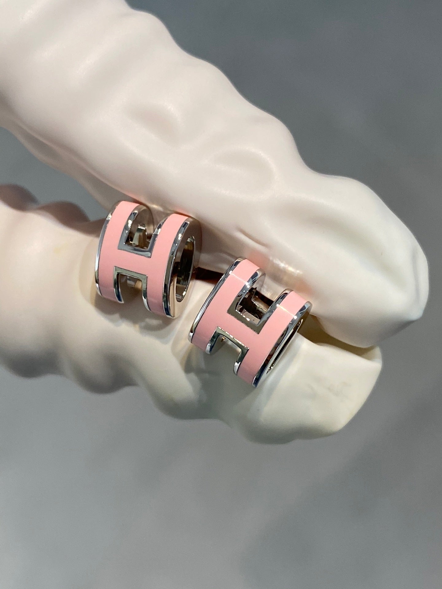 [Perla Lux]MINI POP H SILVER EARRINGS PINK