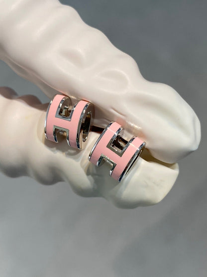 [Perla Lux]MINI POP H SILVER EARRINGS PINK