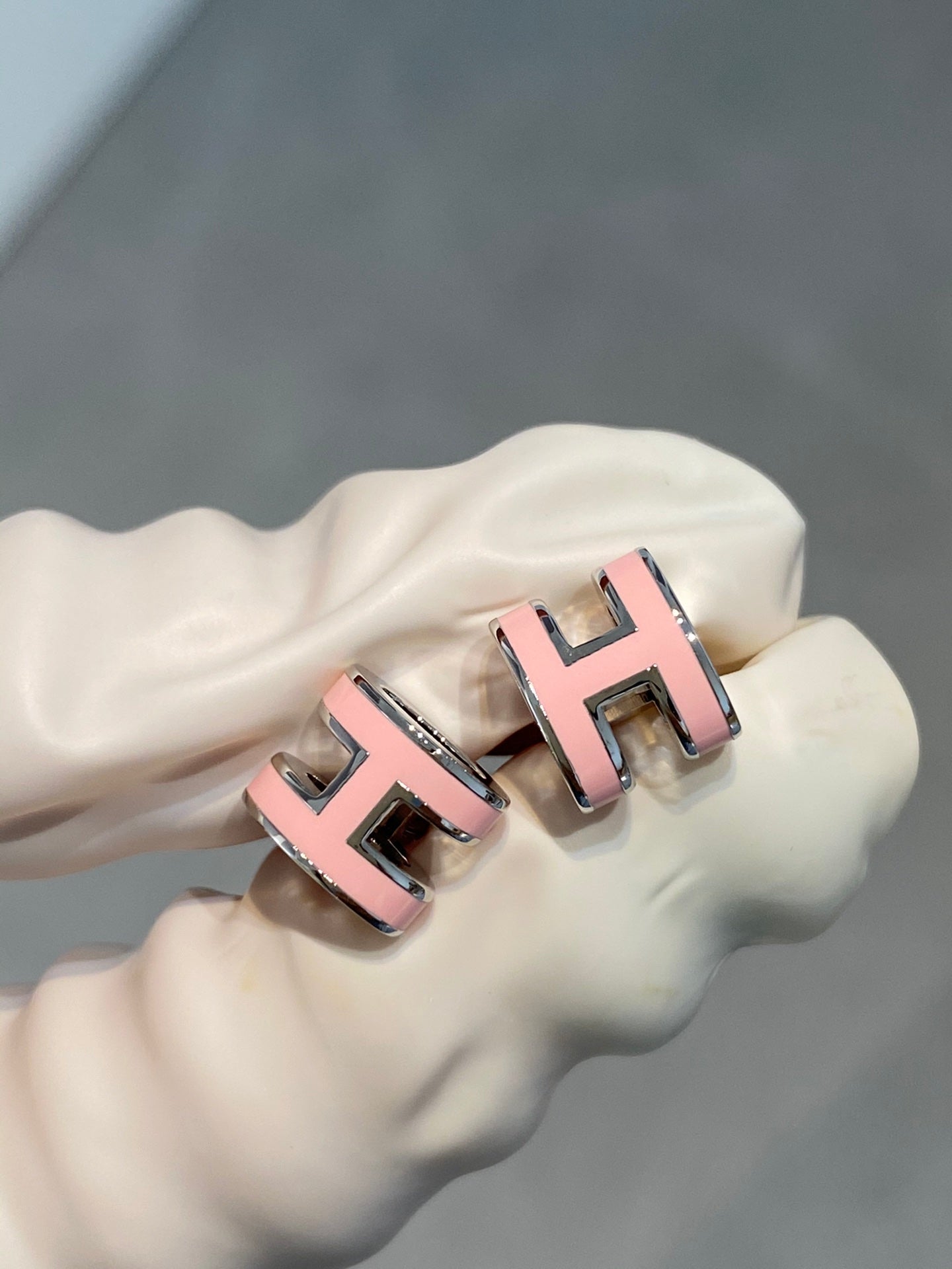 [Perla Lux]MINI POP H SILVER EARRINGS PINK