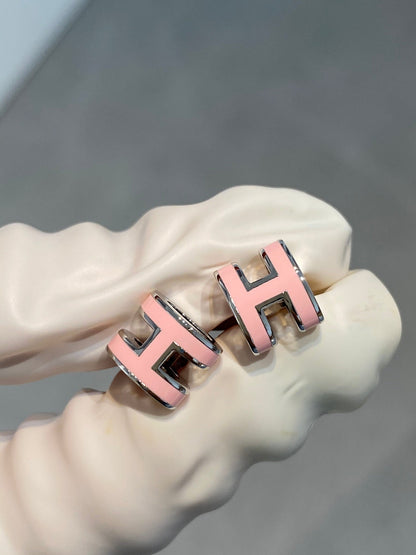 [Perla Lux]MINI POP H SILVER EARRINGS PINK