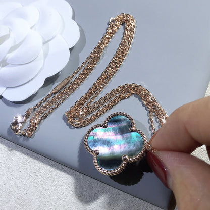 [Perla Lux]CLOVER 25MM GOLD DARK MOP BIG CLOVER NECKLACE