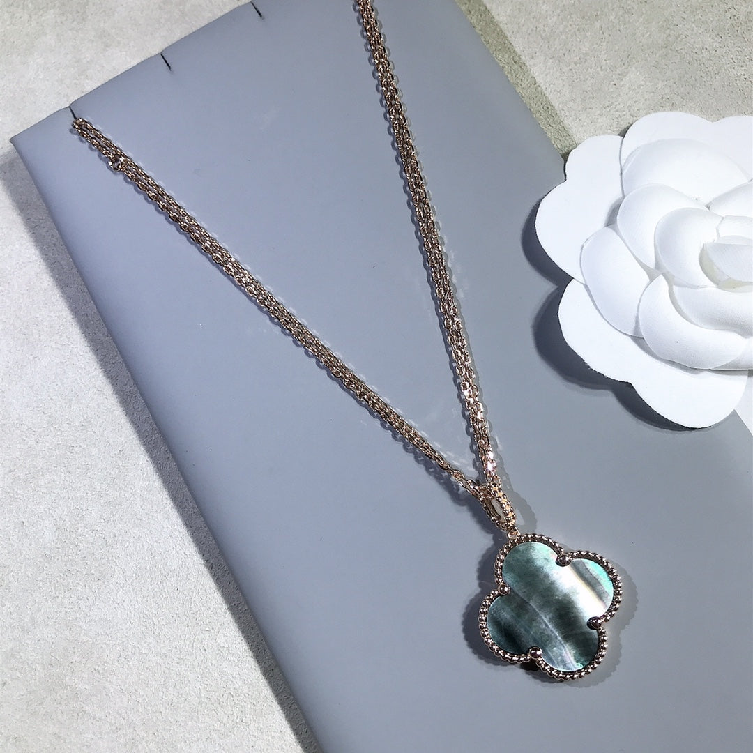 [Perla Lux]CLOVER 25MM GOLD DARK MOP BIG CLOVER NECKLACE